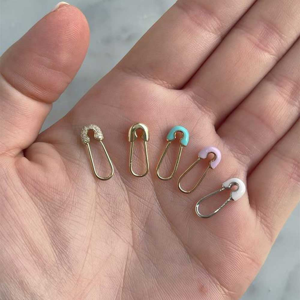 EF Collection Light Pink Enamel Safety Pin Earrings