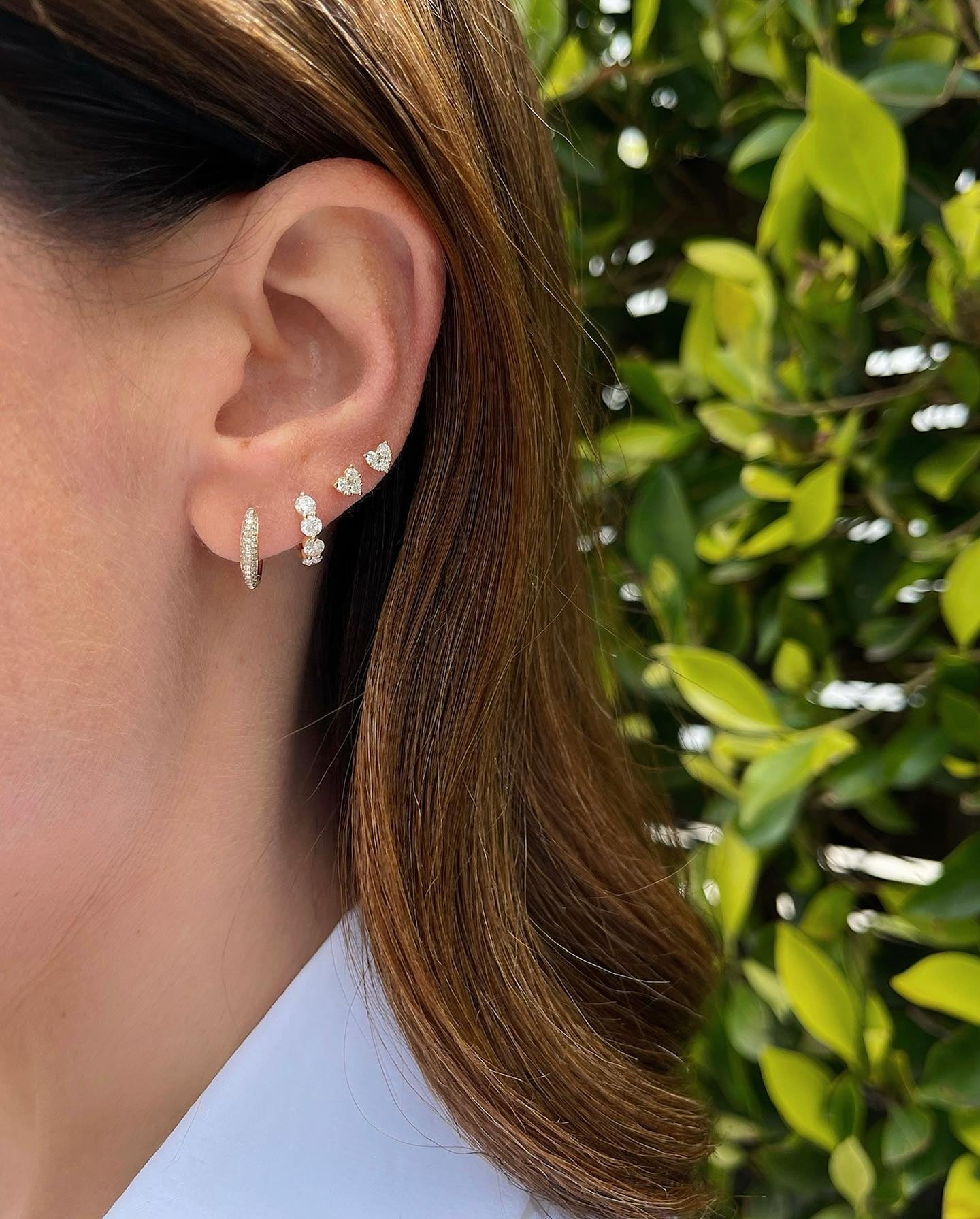 EF Collection Full Cut Diamond Mini Heart Studs