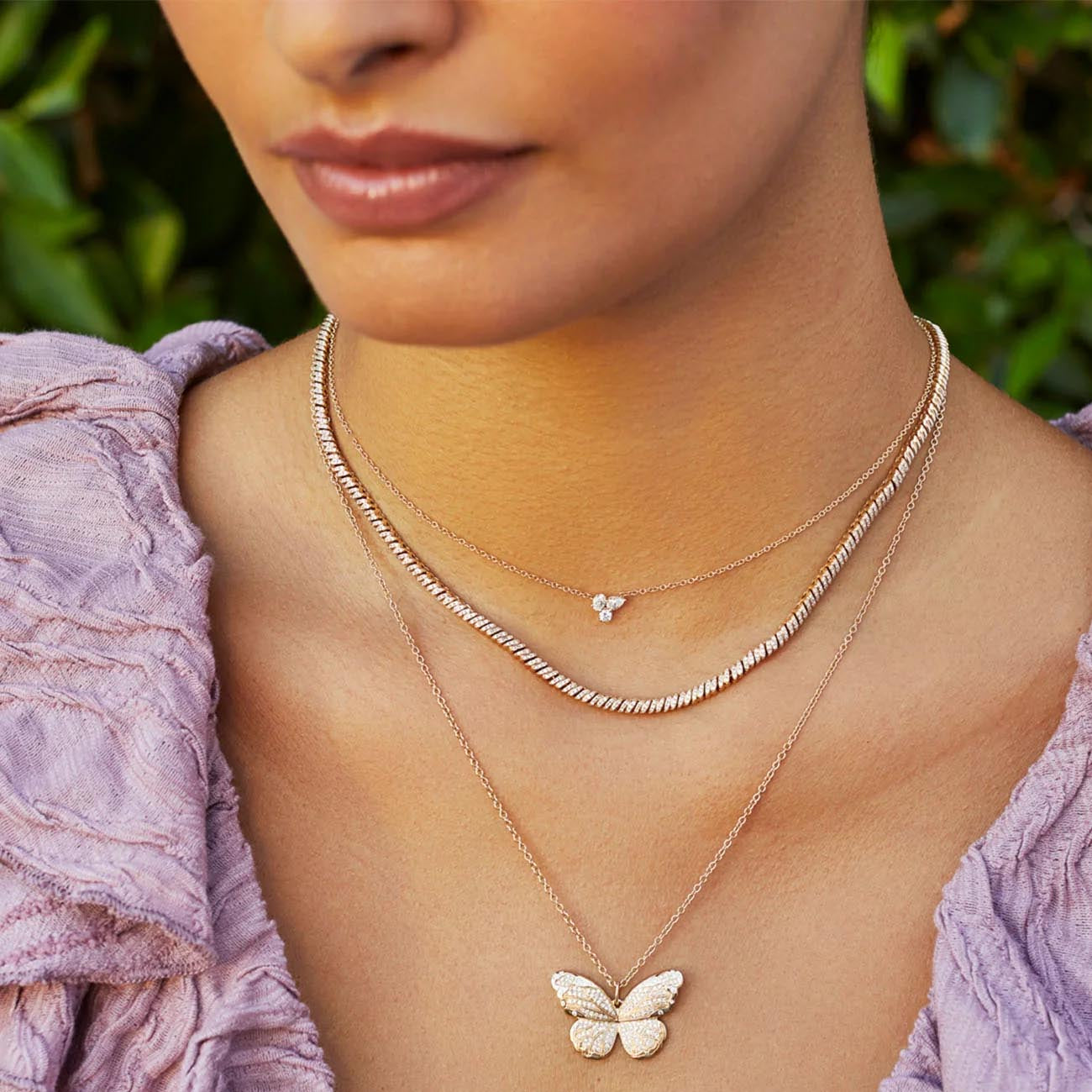 EF Collection Triple Diamond Cluster Necklace