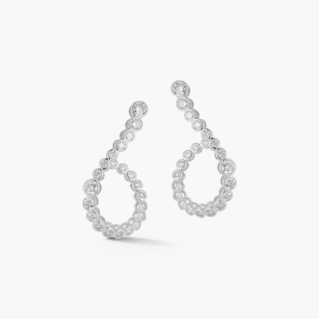 Ondyn Halo Hoop Earrings in 18K White Gold