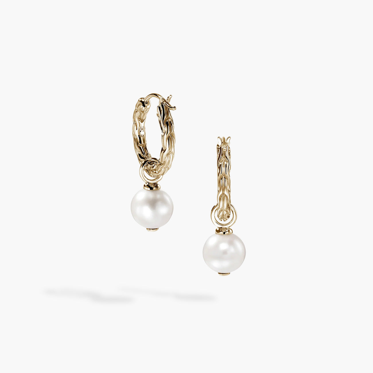 John Hardy Essentials Pearl Hoop Earrings in 14K Yellow Gold