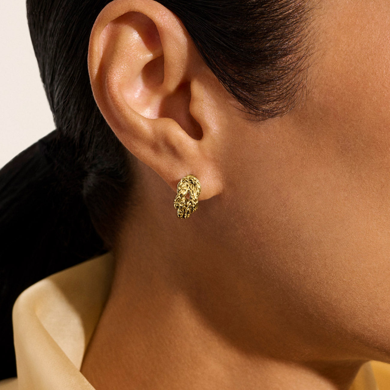 John Hardy Love Knot Yellow Gold 9mm Hoop Earrings