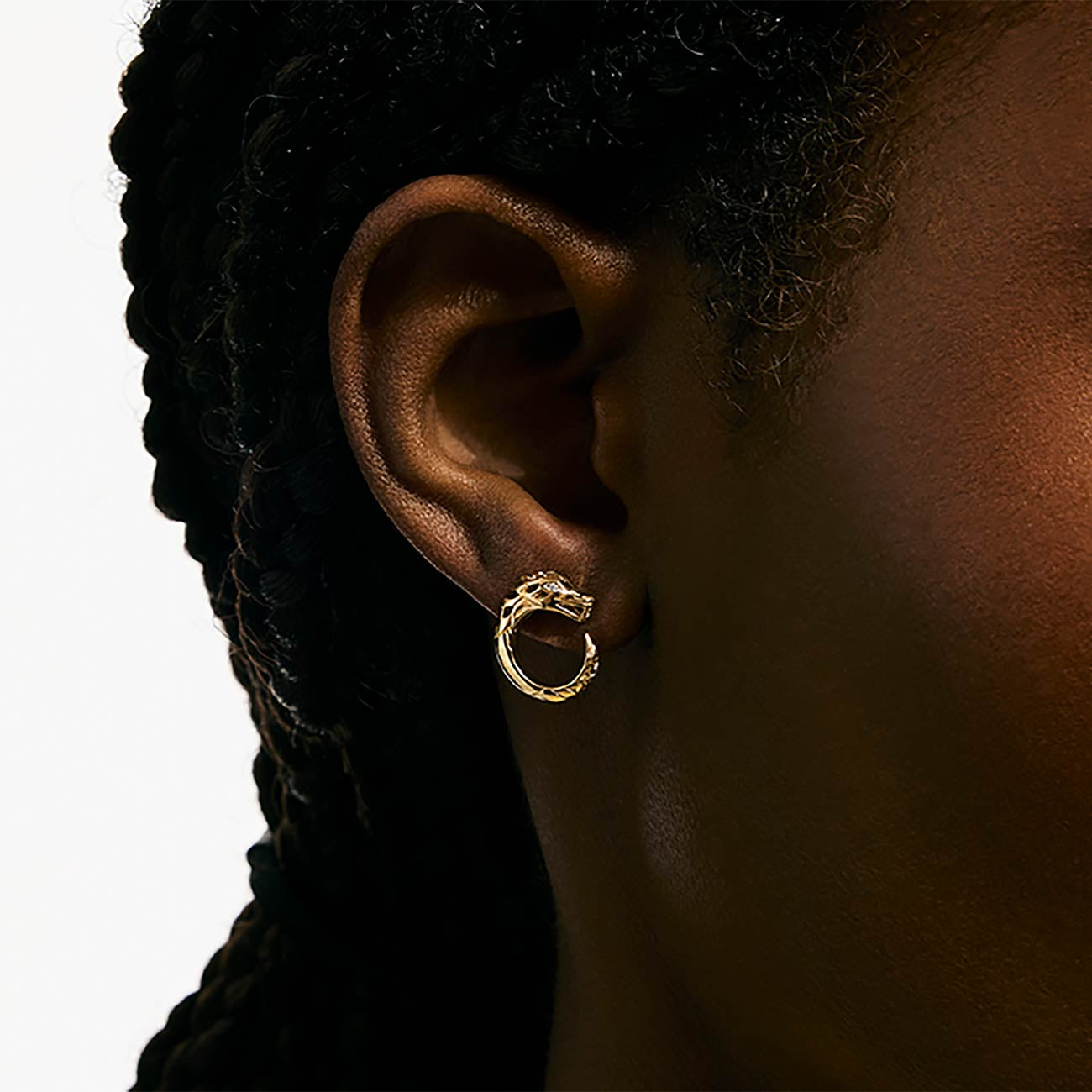 John Hardy Naga Diamond Dragon Circle Earrings