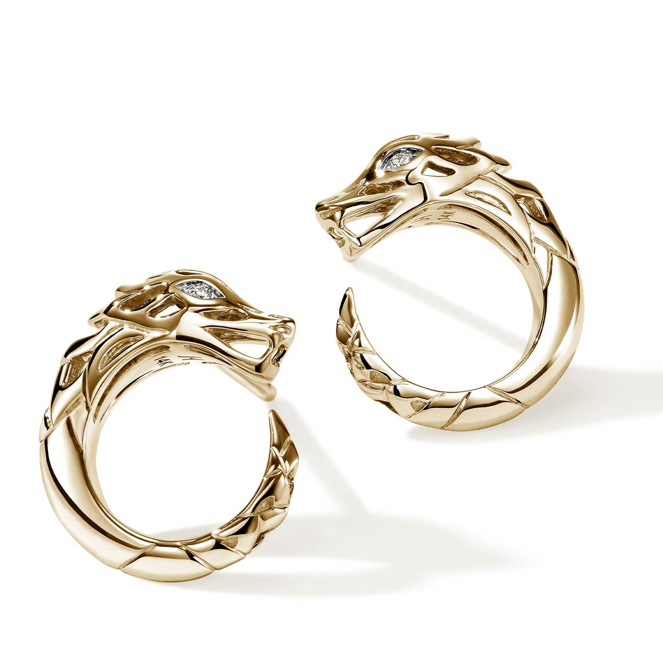 John Hardy Naga Diamond Dragon Circle Earrings