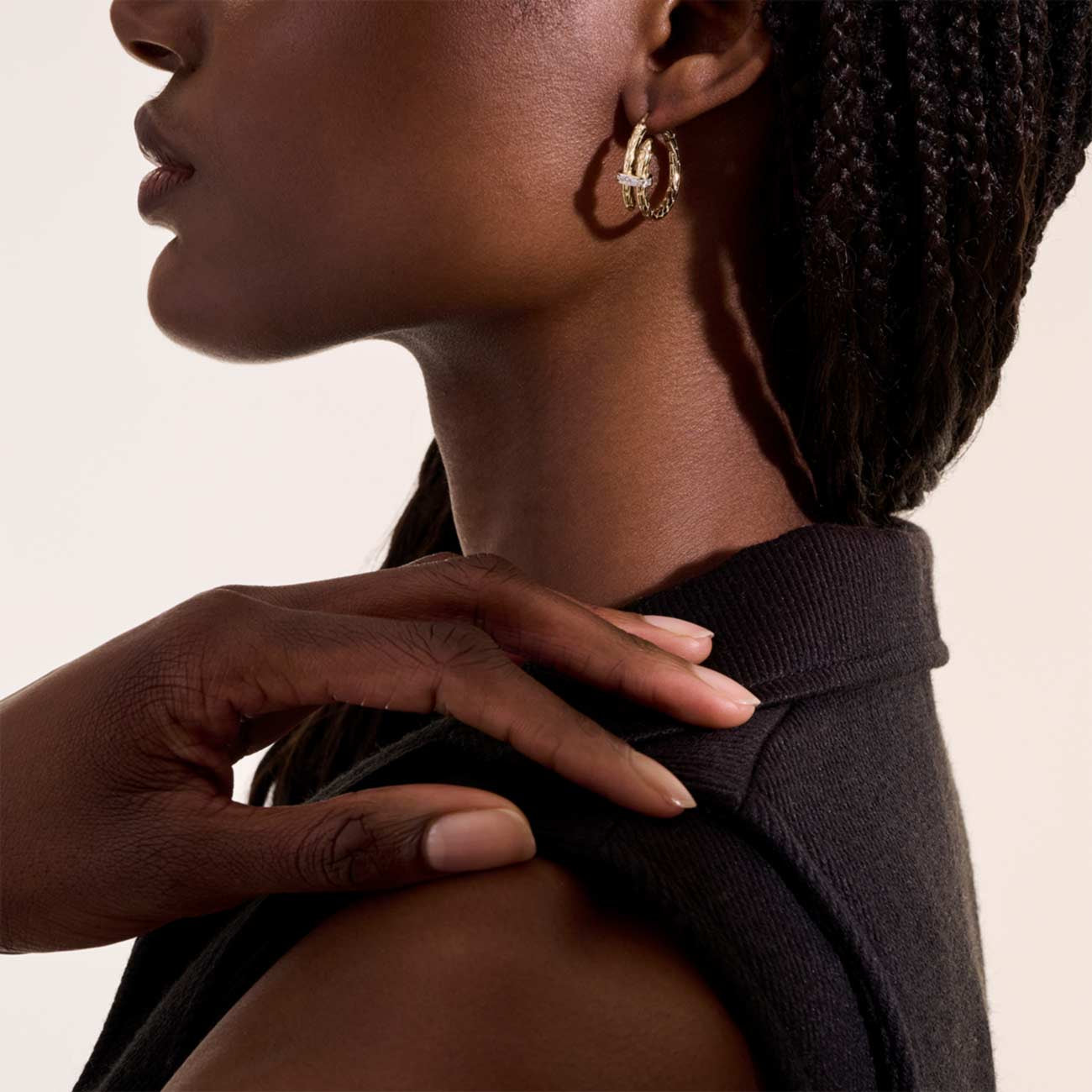 John Hardy Spear Pave Diamond 14K Yellow Gold Small Hoop Earrings