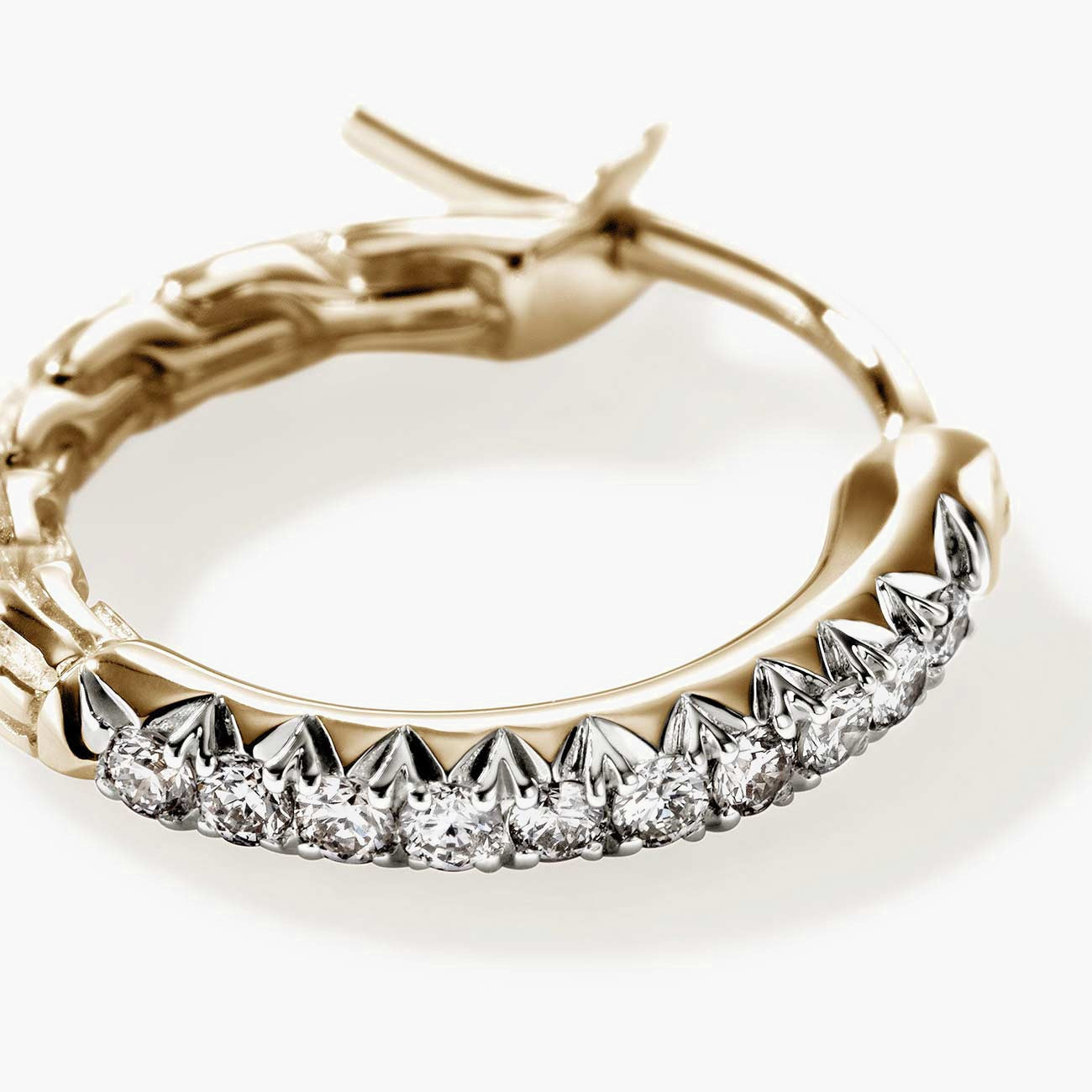 John Hardy Essentials Diamond Pavé Hoop Earrings in 14K Yellow Gold