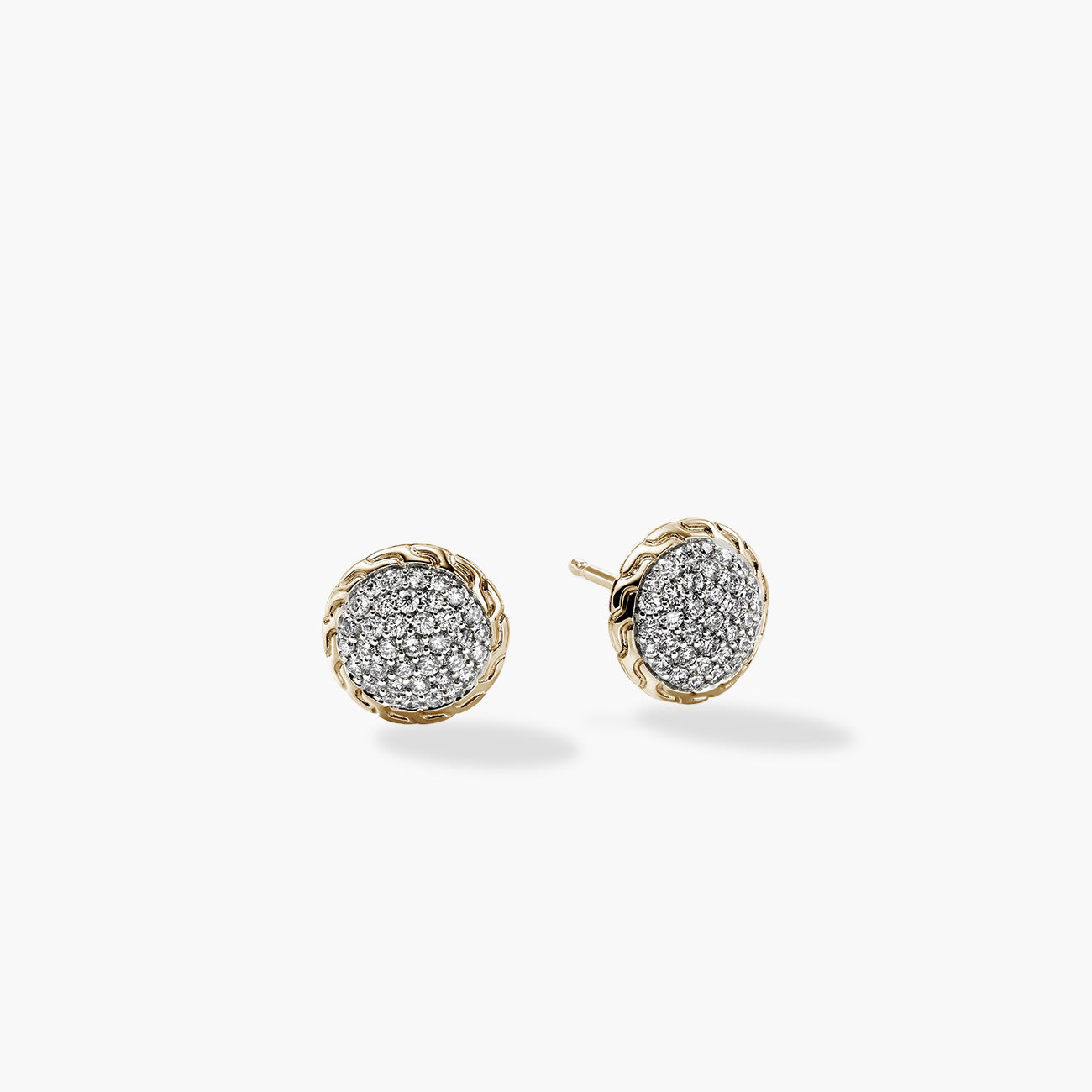 John Hardy Essentials Diamond Pave Stud Earrings in 14K Yellow Gold