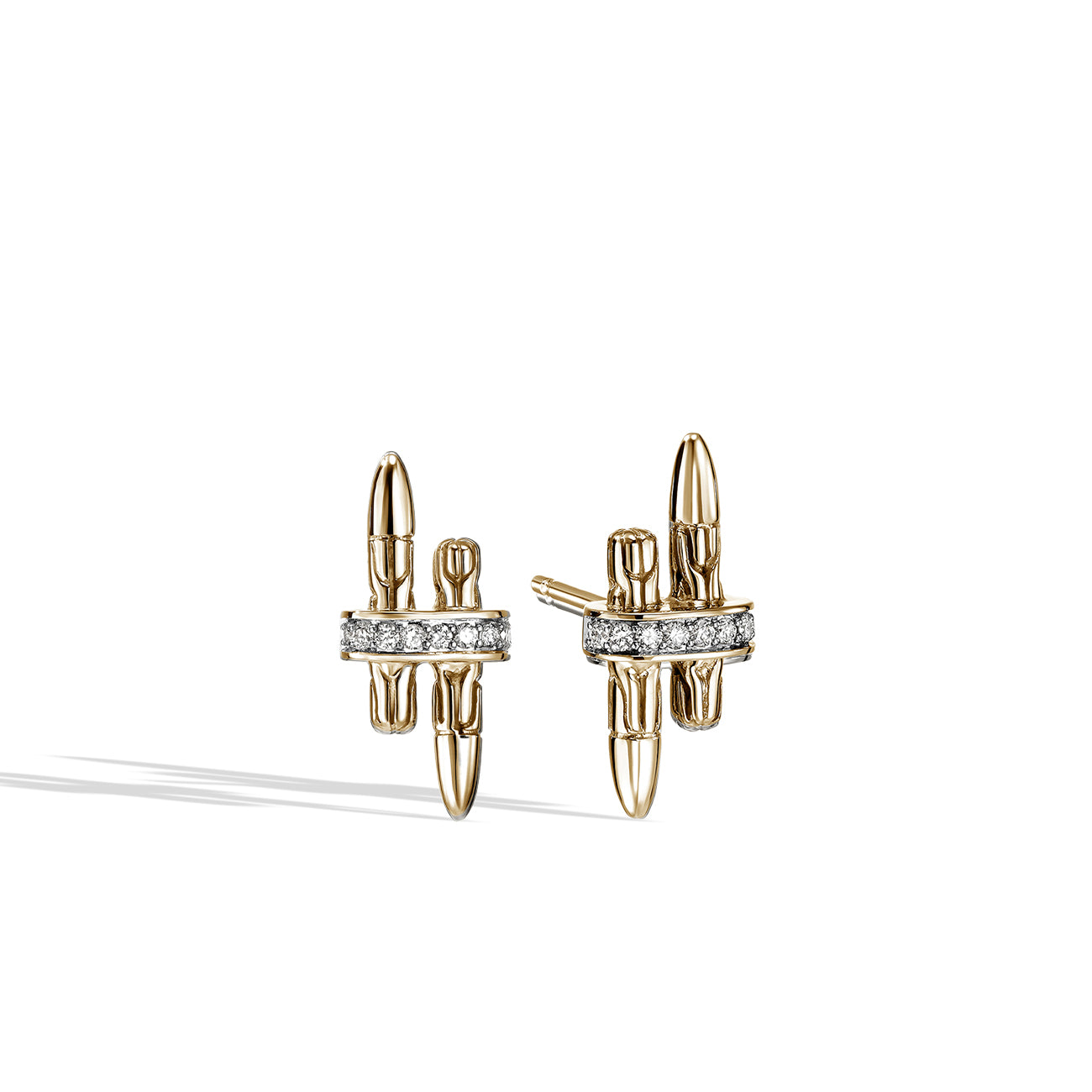 John Hardy Spear Gold Diamond Pavé Stud Earrings