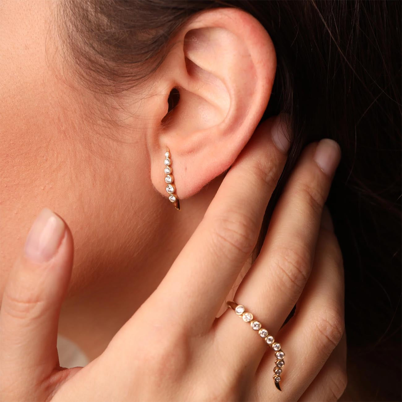 ONDYN Crest Diamond Bezel Earrings