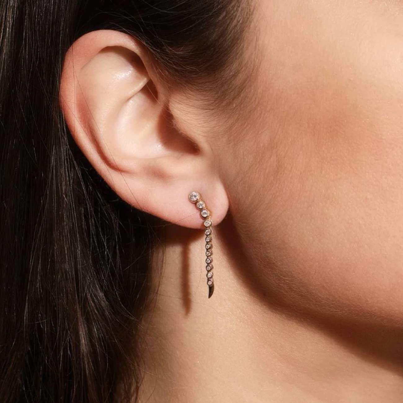 ONDYN Short Continuum Earrings in 18K White Gold