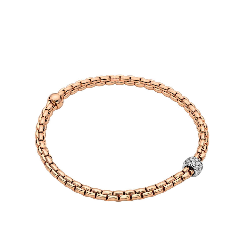 Fope Eka Tiny Flex It Rose Gold & Diamond Rondel Bracelet