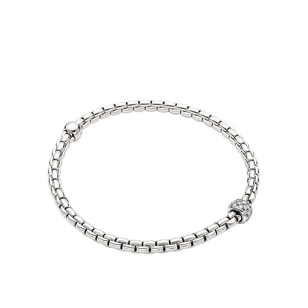 Fope Eka Tiny Flex It White Gold & Diamond Rondel Bracelet