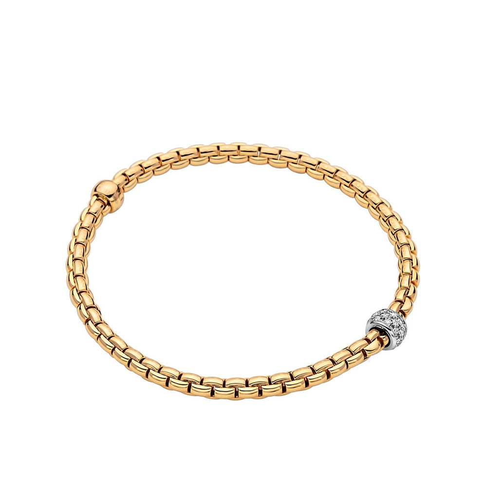 Fope Eka Tiny Flex It Yellow Gold & Diamond Rondel Bracelet