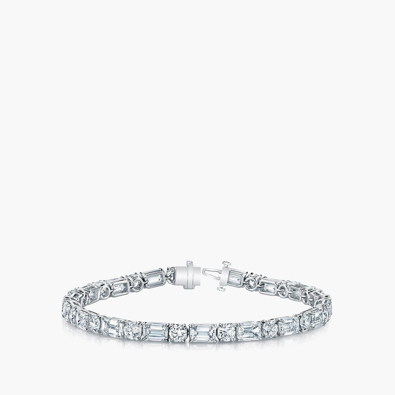 Emerald-Cut and Round Diamond Tennis Bracelet