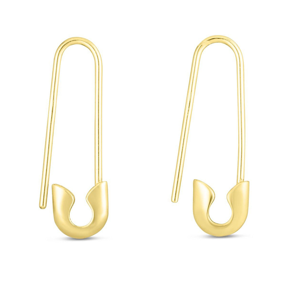 Yellow Gold Safety Pin Earrings