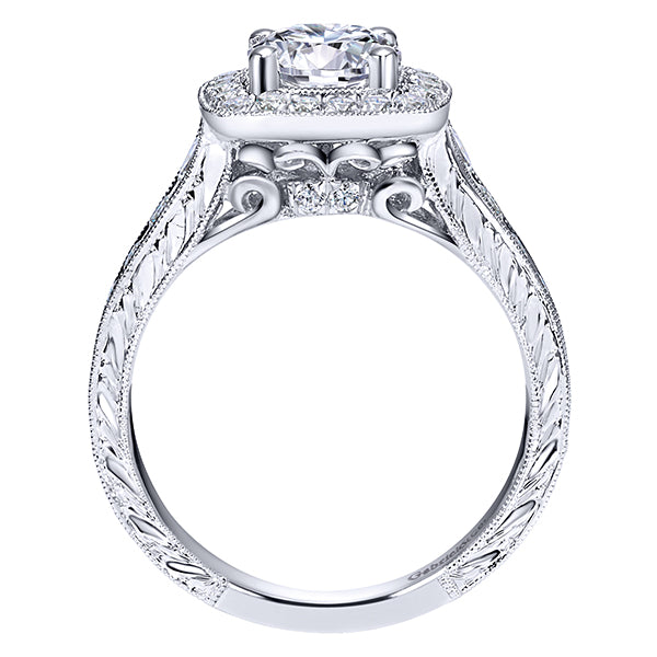 Gabriel & Co. White Gold Diamond Halo Channel Set Engagement Setting