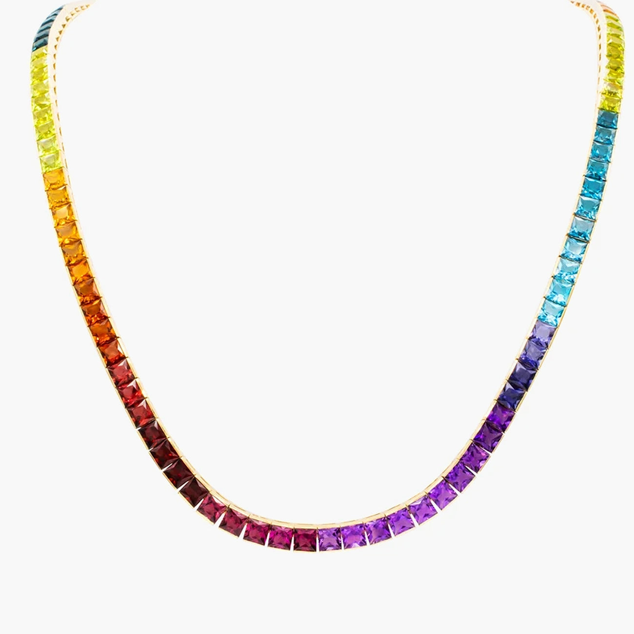 Eternal Love multi-gemstone necklace in 14K yellow gold with 36.45ctw fancy-cut stones, 16