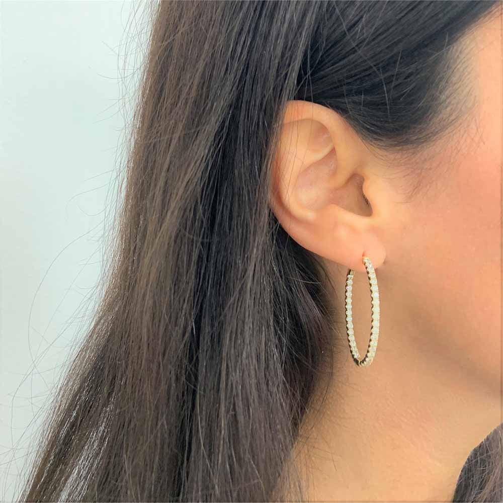 Inside Out Diamond Oval Hoops - 1.5