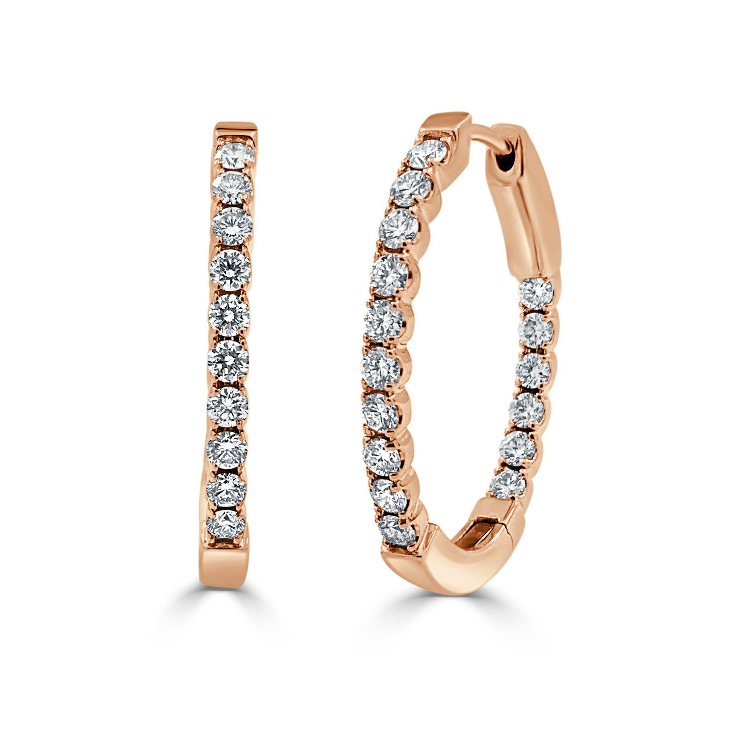 Inside Out Diamond Oval Hoops - 1
