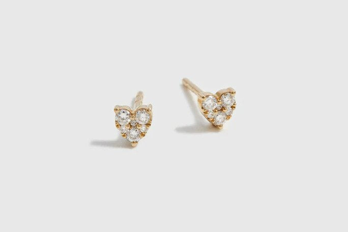 EF Collection Full Cut Diamond Mini Heart Studs