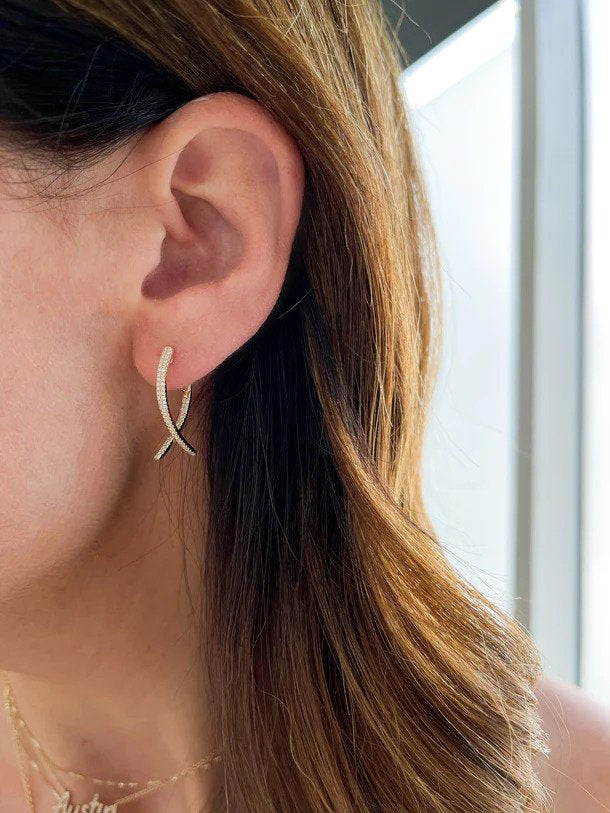 EF Collection Diamond Loop Hoop Earring