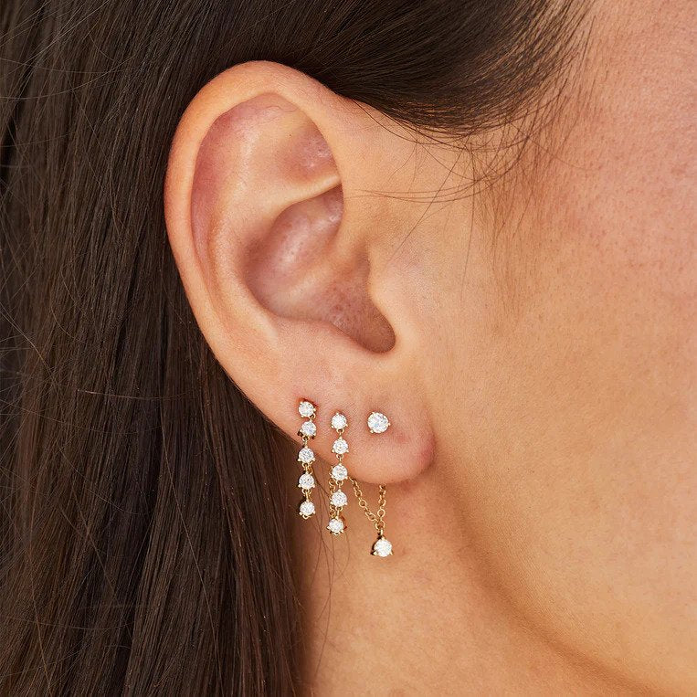EF Collection Multi Diamond Chain Stud Earring
