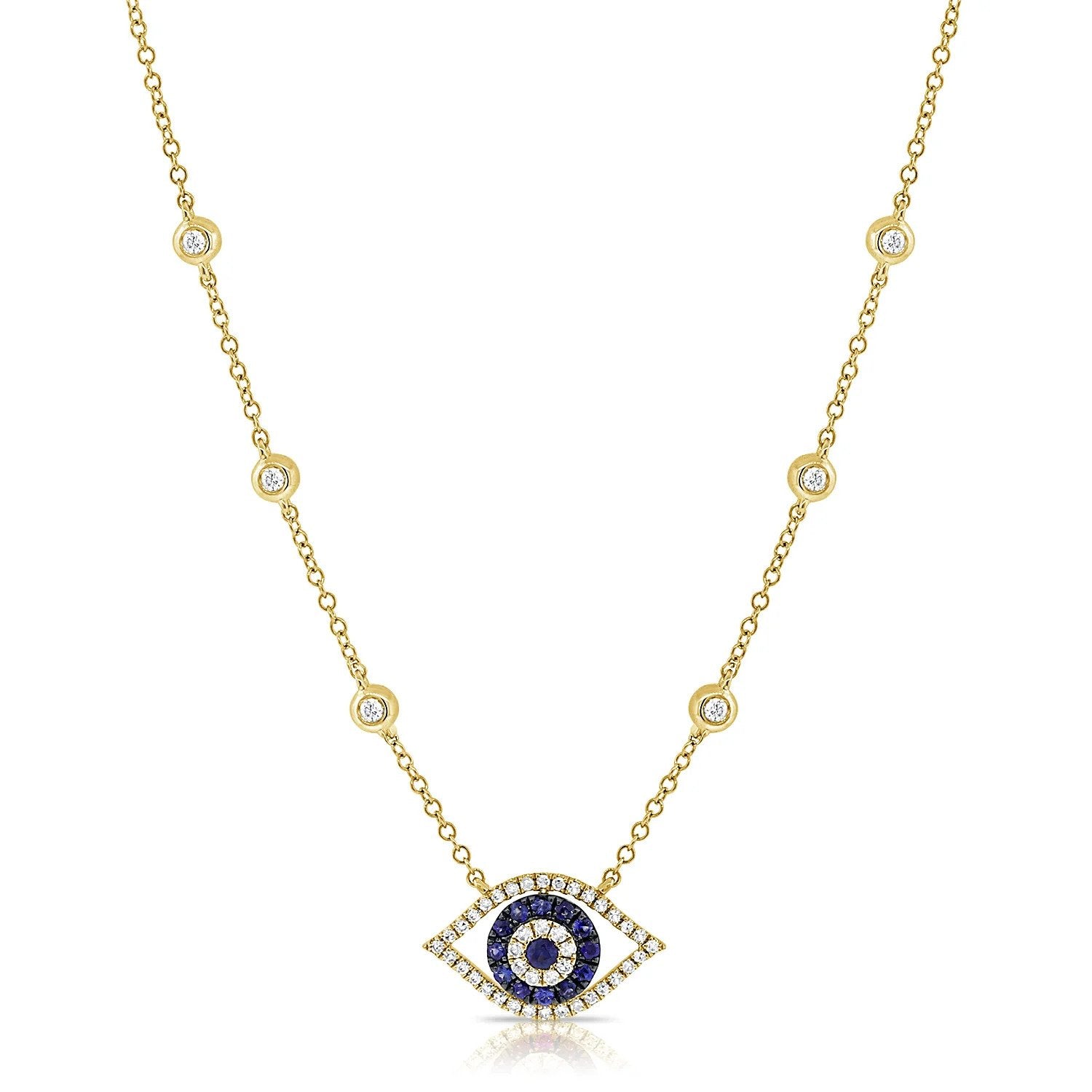 Private Label Evil Eye Sapphire and Diamond Necklace