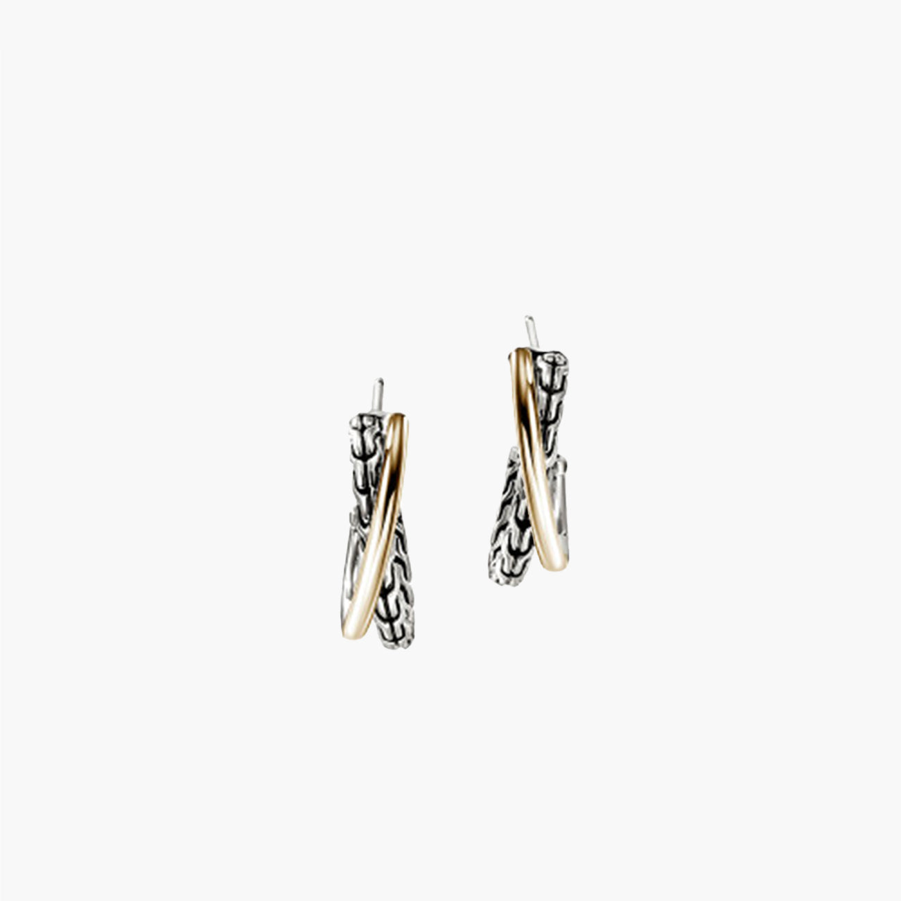John Hardy Essentials Two-Tone Crossover Earrings - 20.5mm
