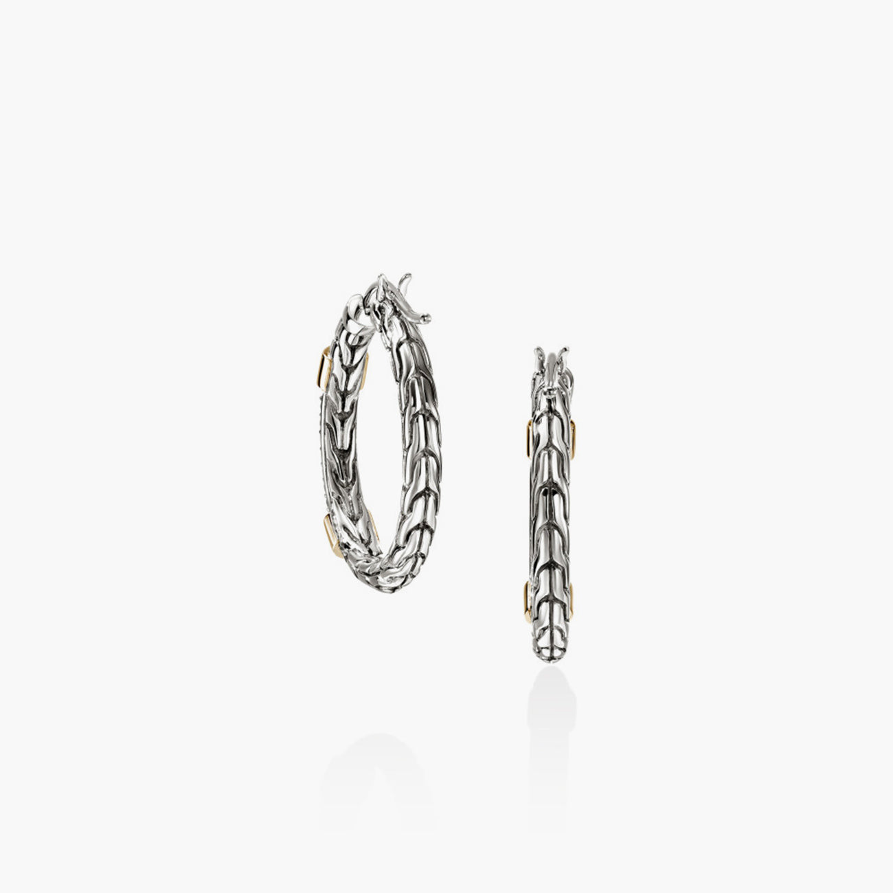 John Hardy Essential Two-Tone Pave Hoop Earrings