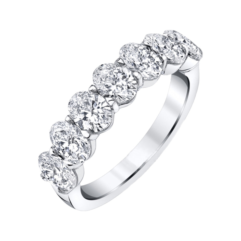 Private Label Seven Oval Diamonds Basket Set Platinum Half Eternity Band