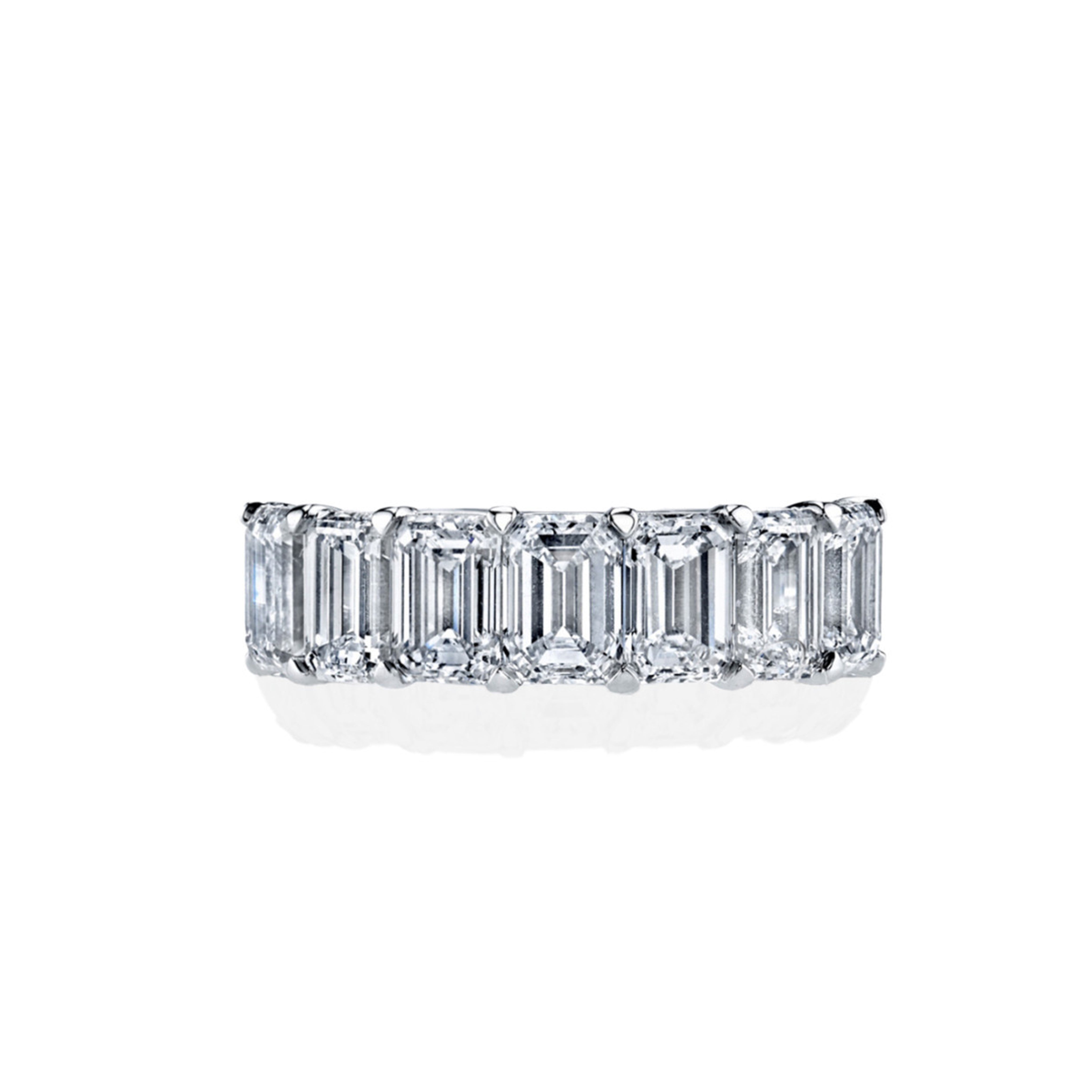 Private Label Emerald Cut Platinum Halfway Band
