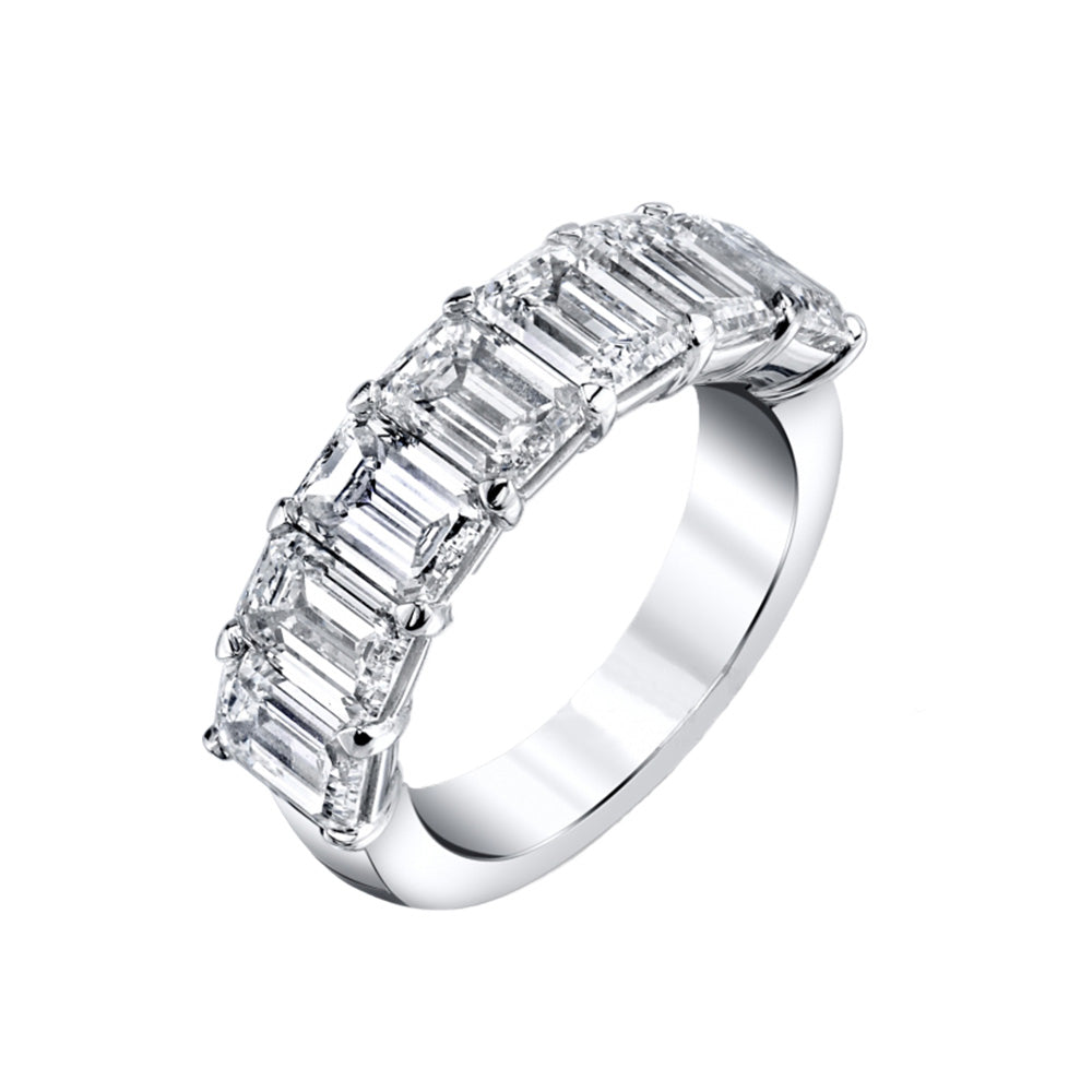 Private Label Emerald Cut Platinum Halfway Band