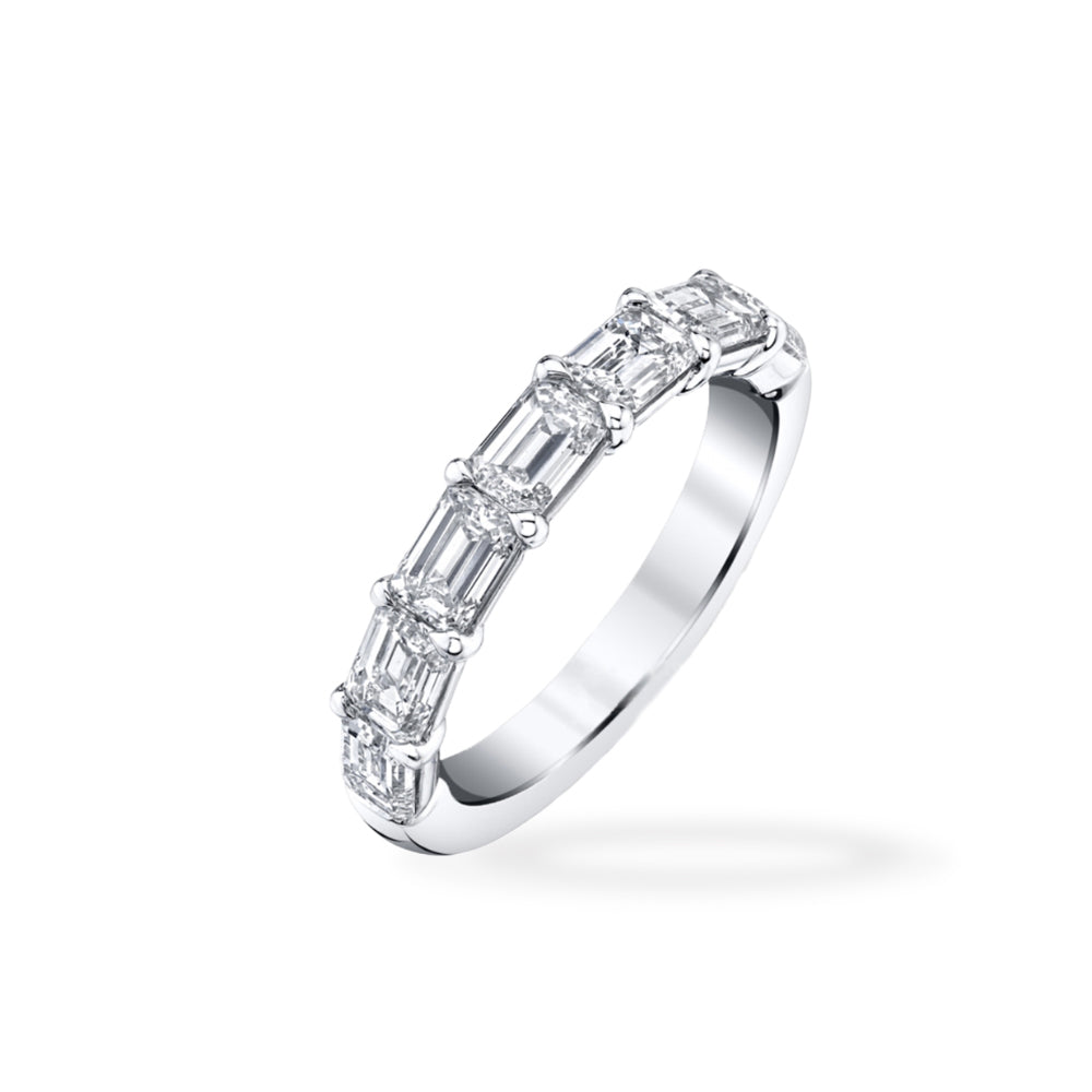 Private Label Emerald Cut Diamond Halfway Band