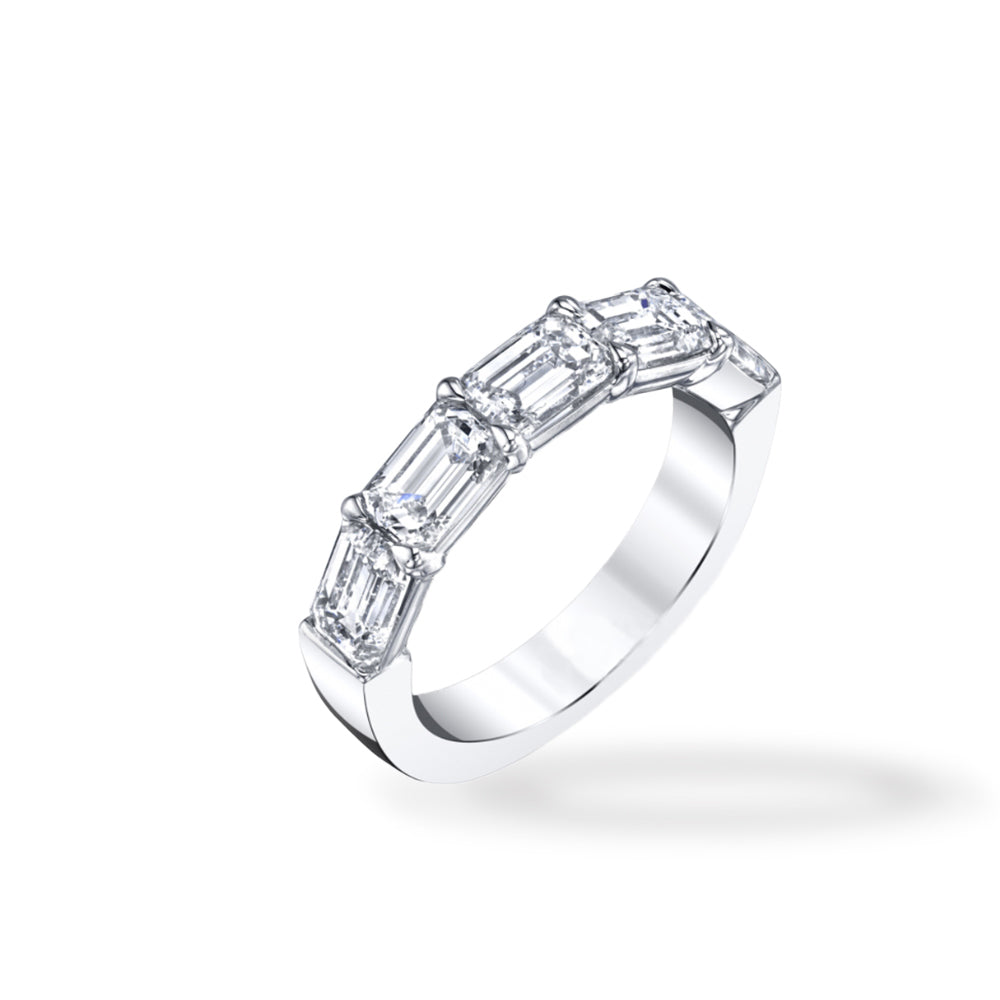 Private Label Diamond Horizontal-Set Oval Half White Gold Eternity Band