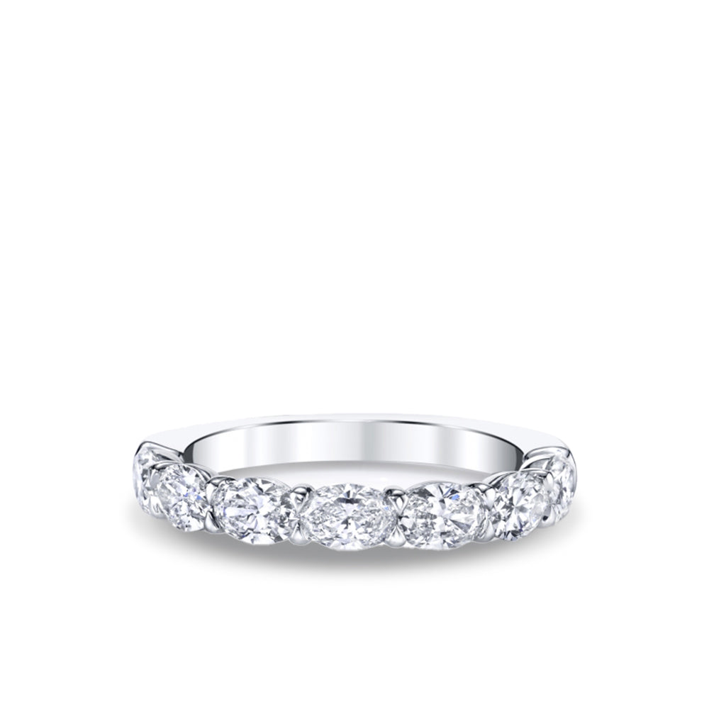 Private Label Diamond Horizontal-Set Oval Half White Gold Eternity Band