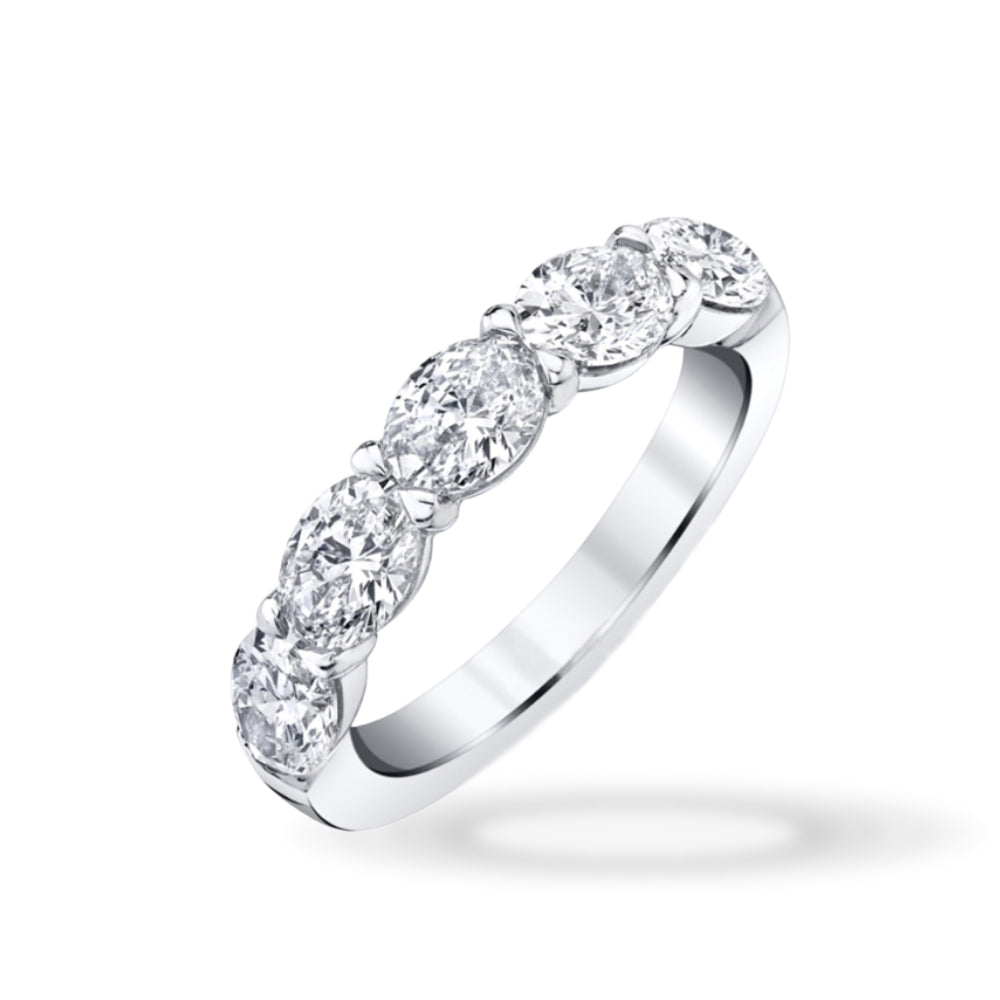 Private Label Diamond Horizontal 5 Oval Diamond Ring