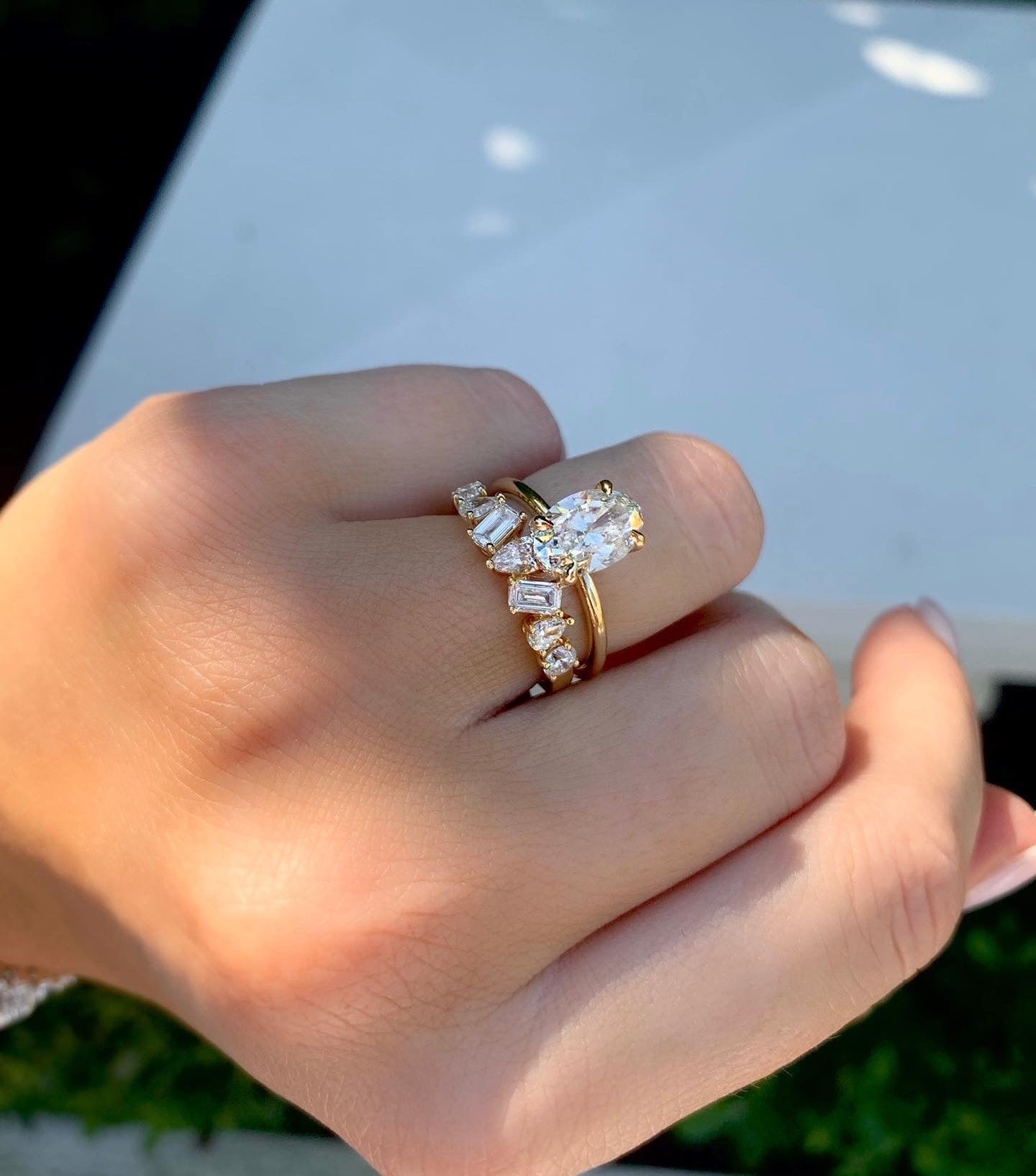 Fancy Shape Diamond Ring in White Gold