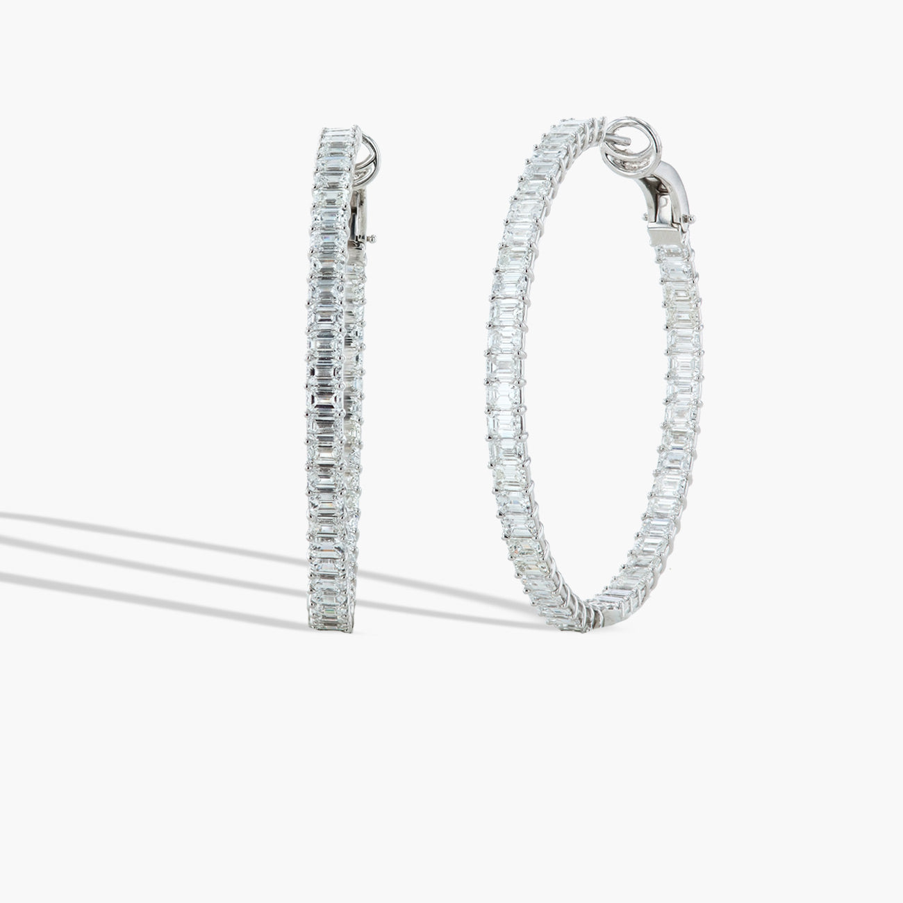 13 Carat Emerald-Cut Diamond In-and-Out Hoop Earrings