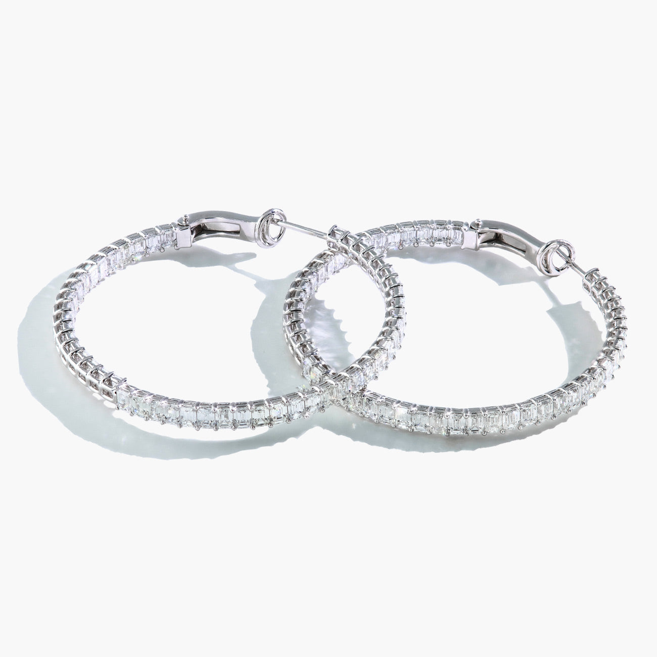 13 Carat Emerald-Cut Diamond In-and-Out Hoop Earrings