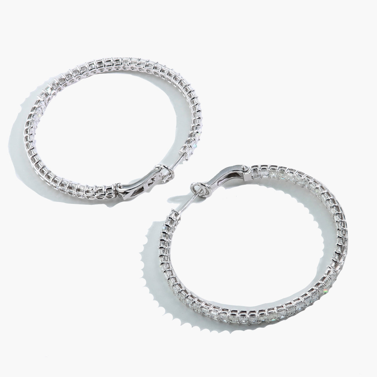 13 Carat Emerald-Cut Diamond In-and-Out Hoop Earrings