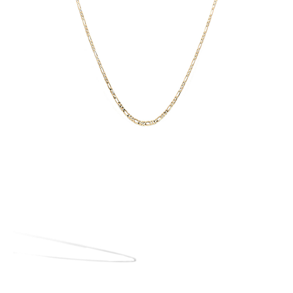 Lightweight Gold Figaro Women's Chain Necklace - 18 Inch