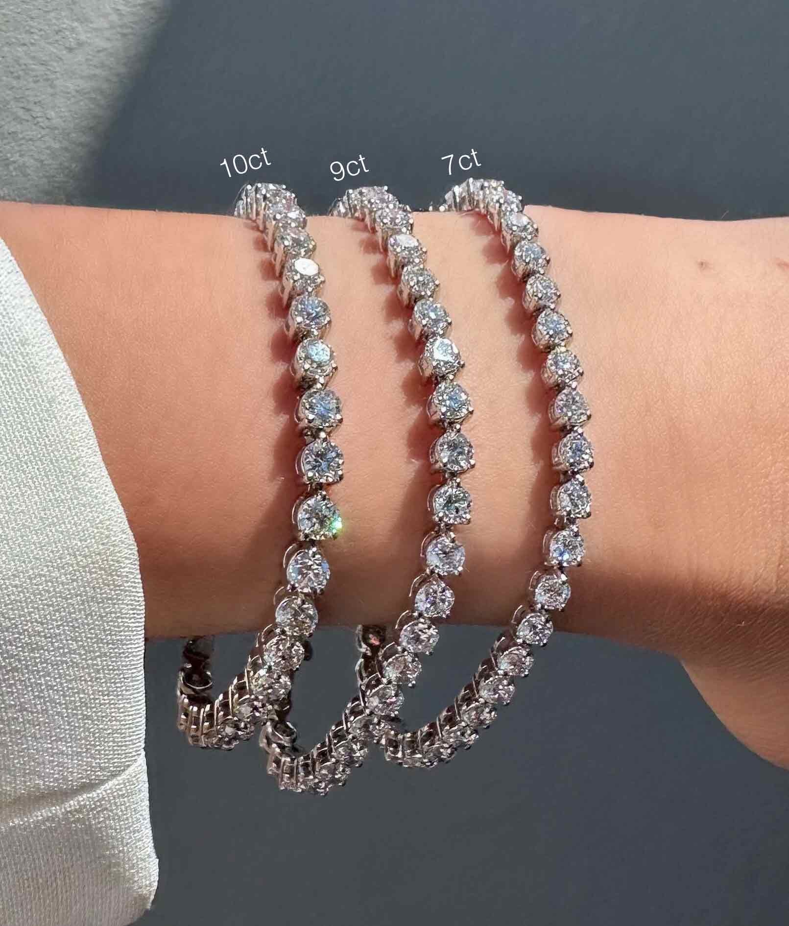 10 Carat Floating Diamond Tennis Bracelet in 14k White Gold