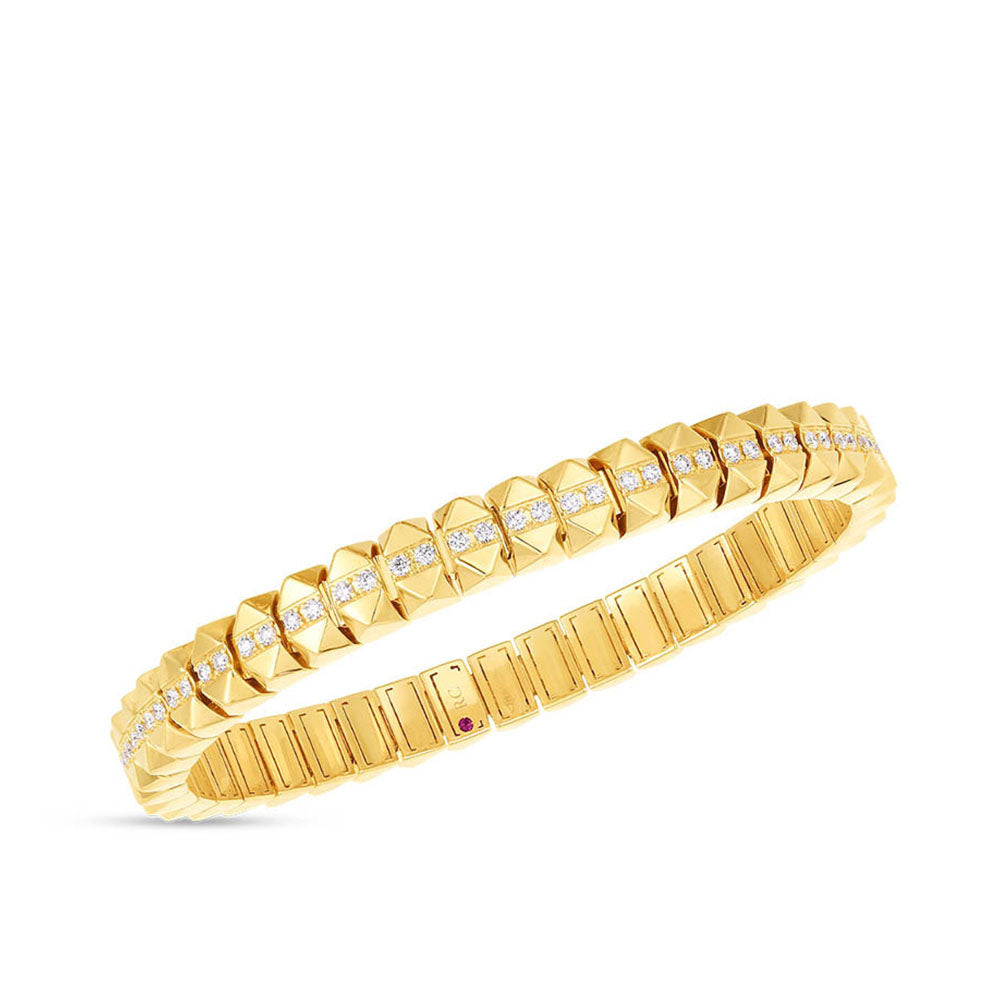 Roberto Coin Obelisco Flex Diamond Bangle in Yellow Gold