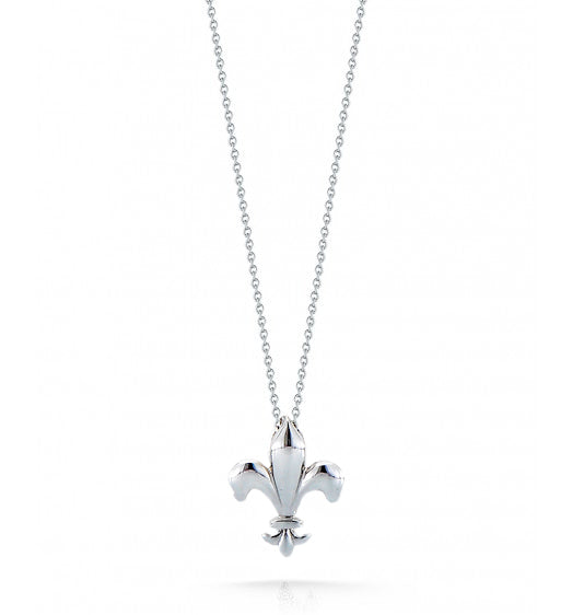 Roberto Coin Tiny Treasures White Gold Fleur De Lis Pendant Necklace