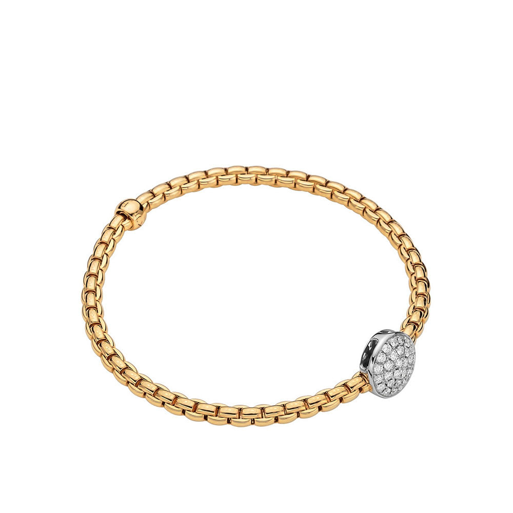 Fope Eka Tiny Yellow Gold Round Diamond Station Bracelet