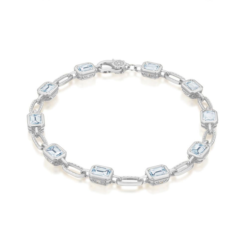 Tacori Allure Blue Topaz Emerald Cut Link Bracelet