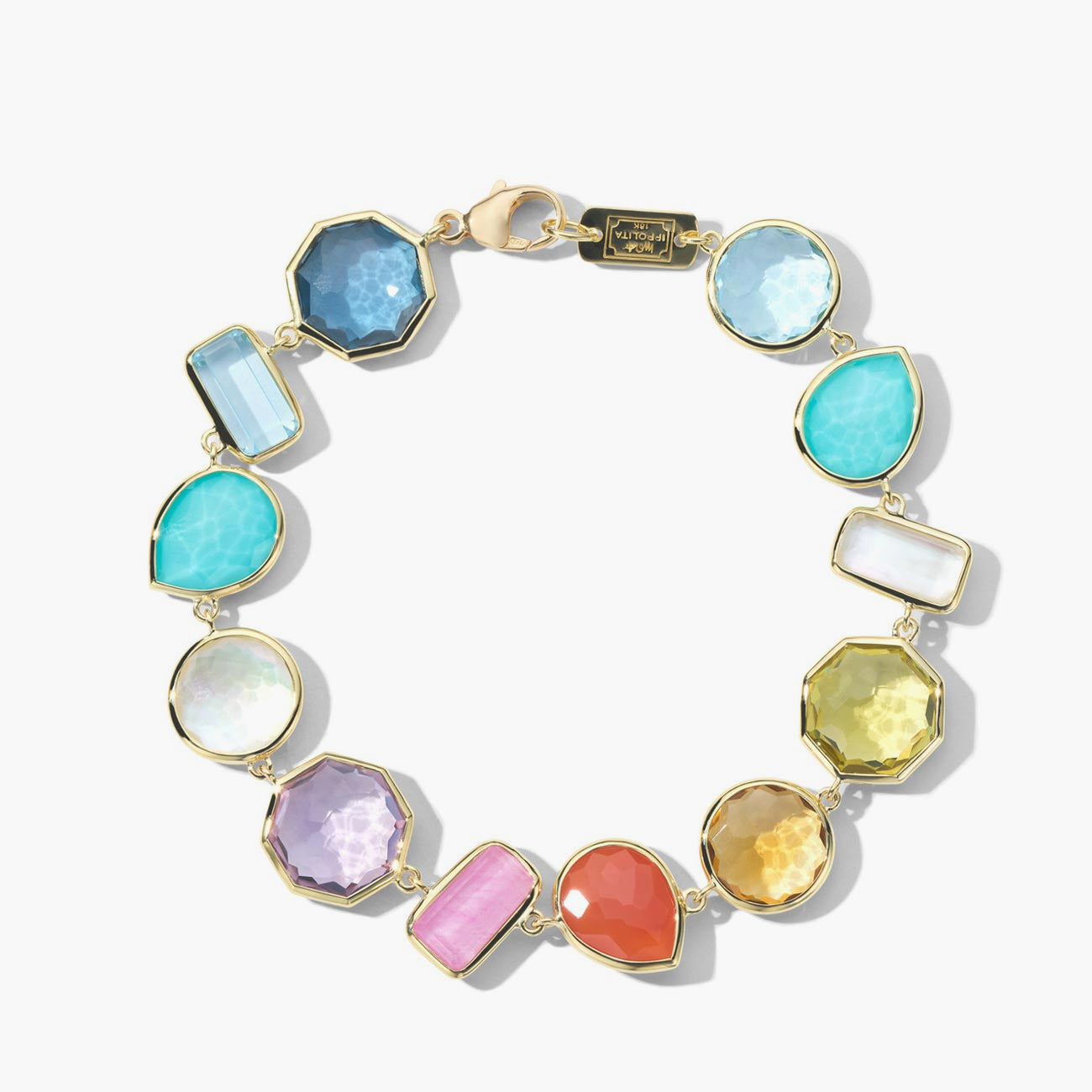Ippolita Rock Candy Summer Rainbow Large Flexible Bracelet in 18K Yellow Gold