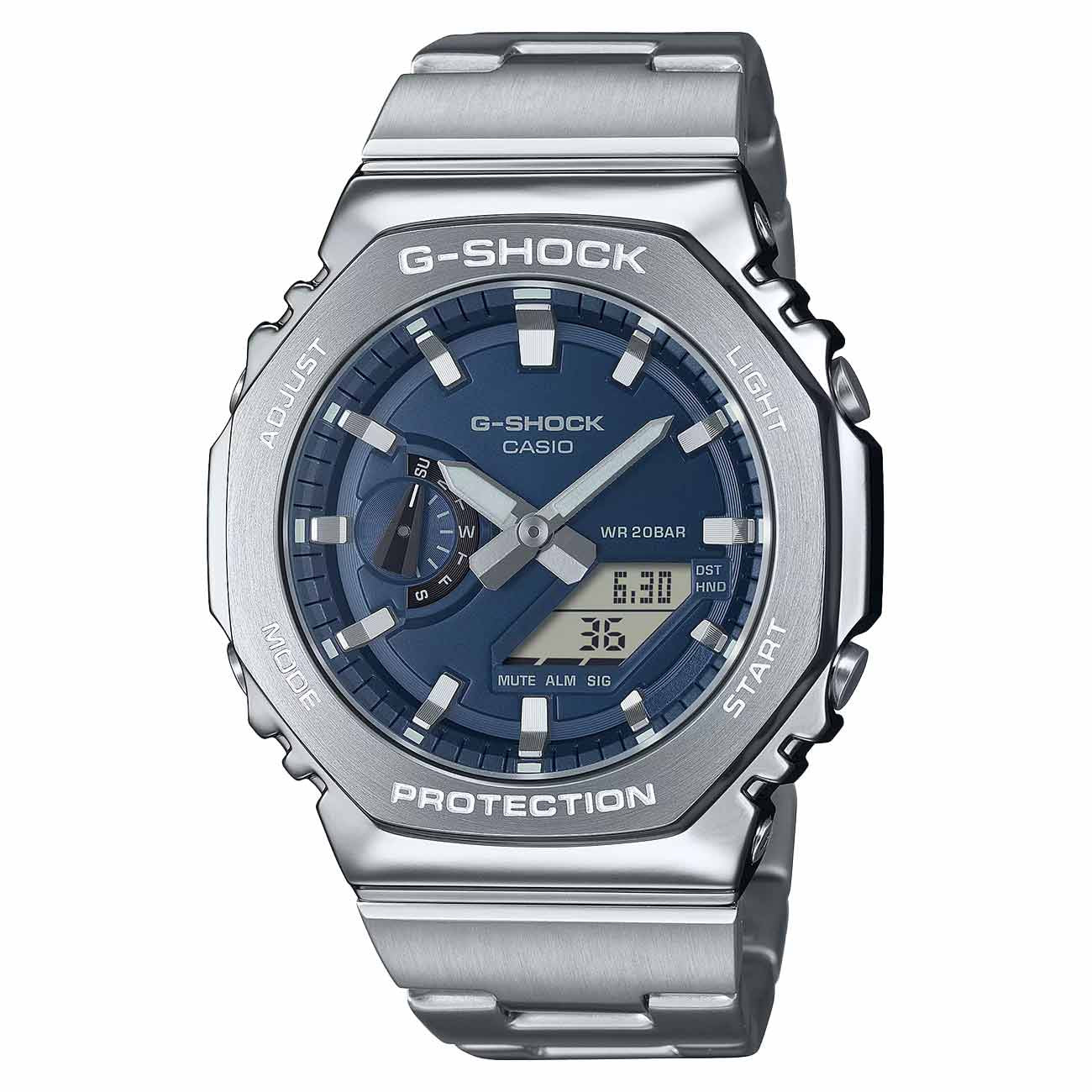 G-Shock G-Steel Navy Blue Dial Watch with Stainless Steel Strap