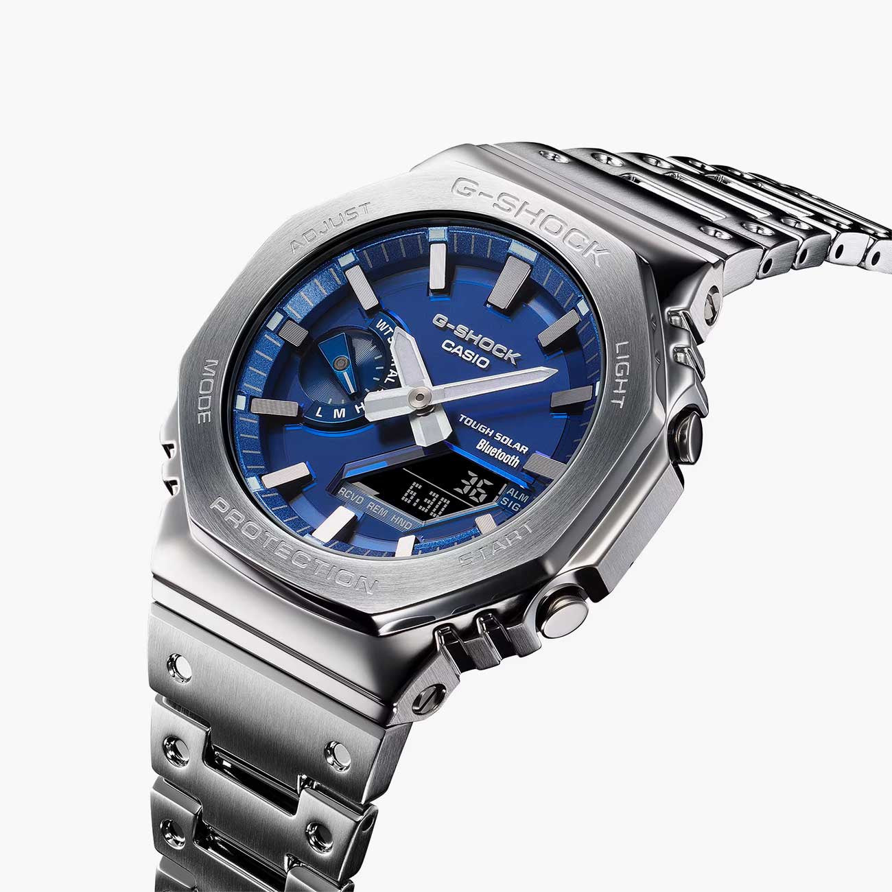G-Shock Full Metal Navy Blue Dial Watch with Stainless Steel Strap