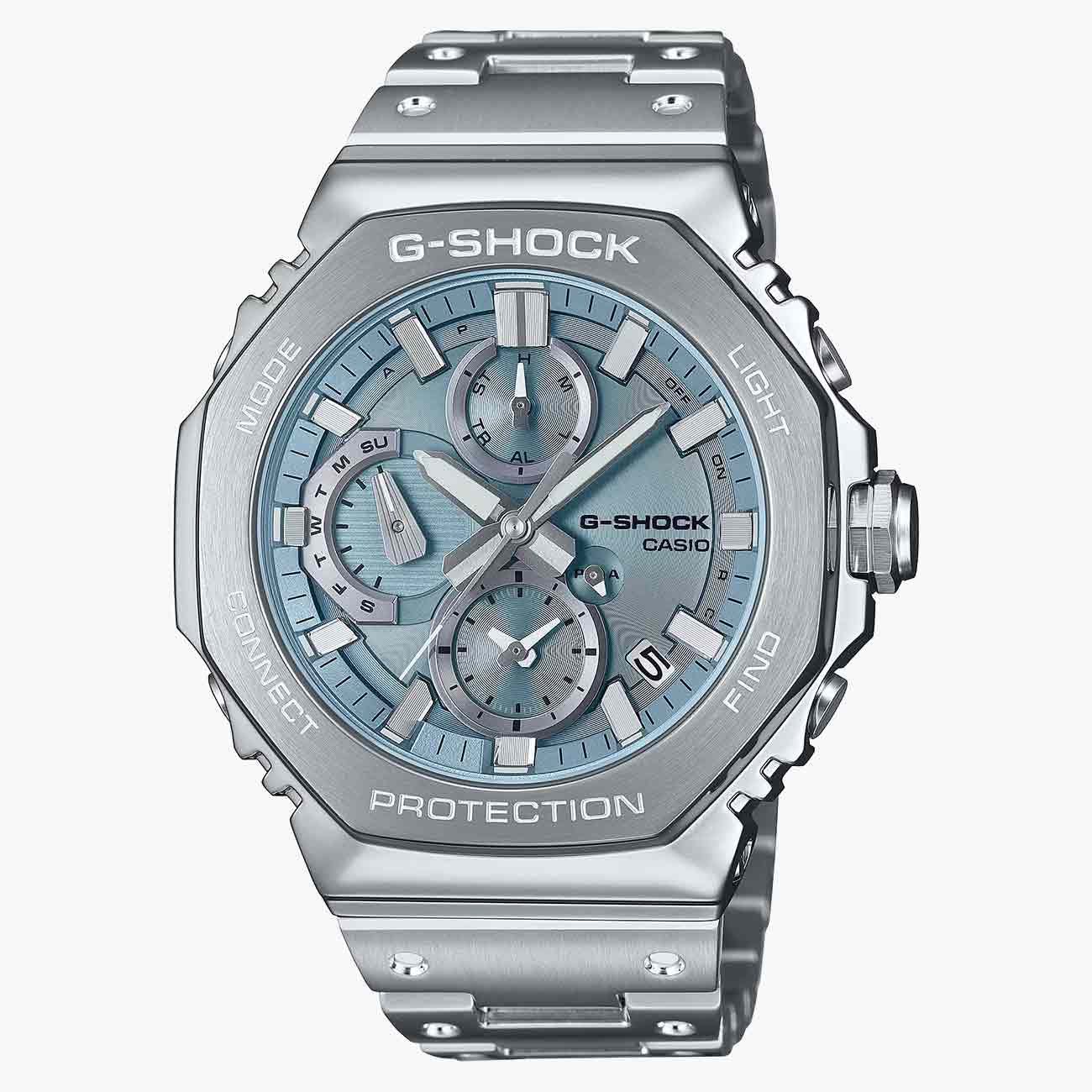 G-Shock Full Metal Solar Powered Sky Blue Dial Watch with Stainless Steel Bracelet